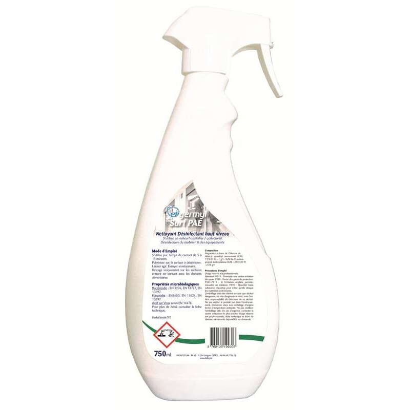 Nettoyant désinfectant de surfaces Eligermyl Surf PAE 750ml Nettoyant désinfectant de surfaces Eligermyl Surf PAE 750ml