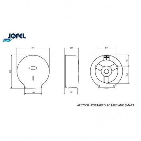 Distributeur de papier toilette en rouleau mini jumbo ABS noir