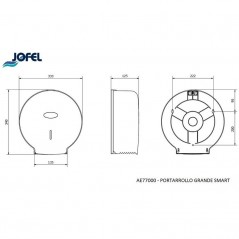Distributeur de papier toilette en rouleau maxi jumbo ABS noir brillant