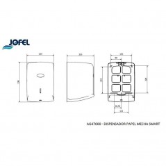 Distributeur essuie main dévidage central bobine type 450F ABS noir brillant