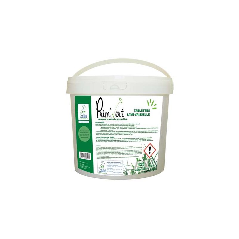 Tablette lave vaisselle PRIM VERT seau 125x18g Ecolabel Tablette lave vaisselle PRIM VERT seau 125x18g Ecolabel