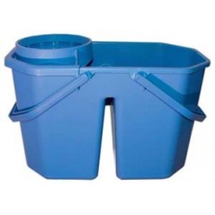 Seau de lavage professionnel bi-bac 2 × 7 L bleu avec essoreur