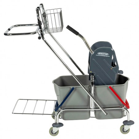 Chariot double seau chromé pro