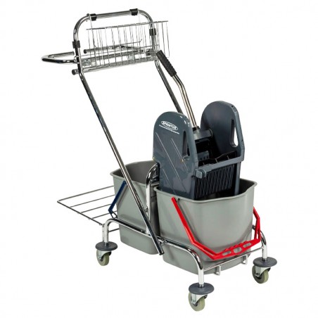 Chariot double seau chromé pro