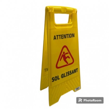 Panneau de signalisation "sol glissant" jaune