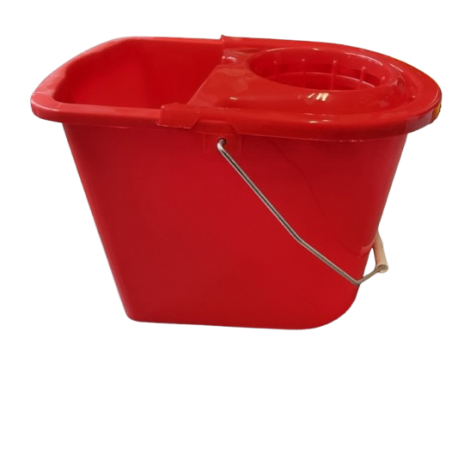 Seau rectangle ovalisé avec presse rouge 13L